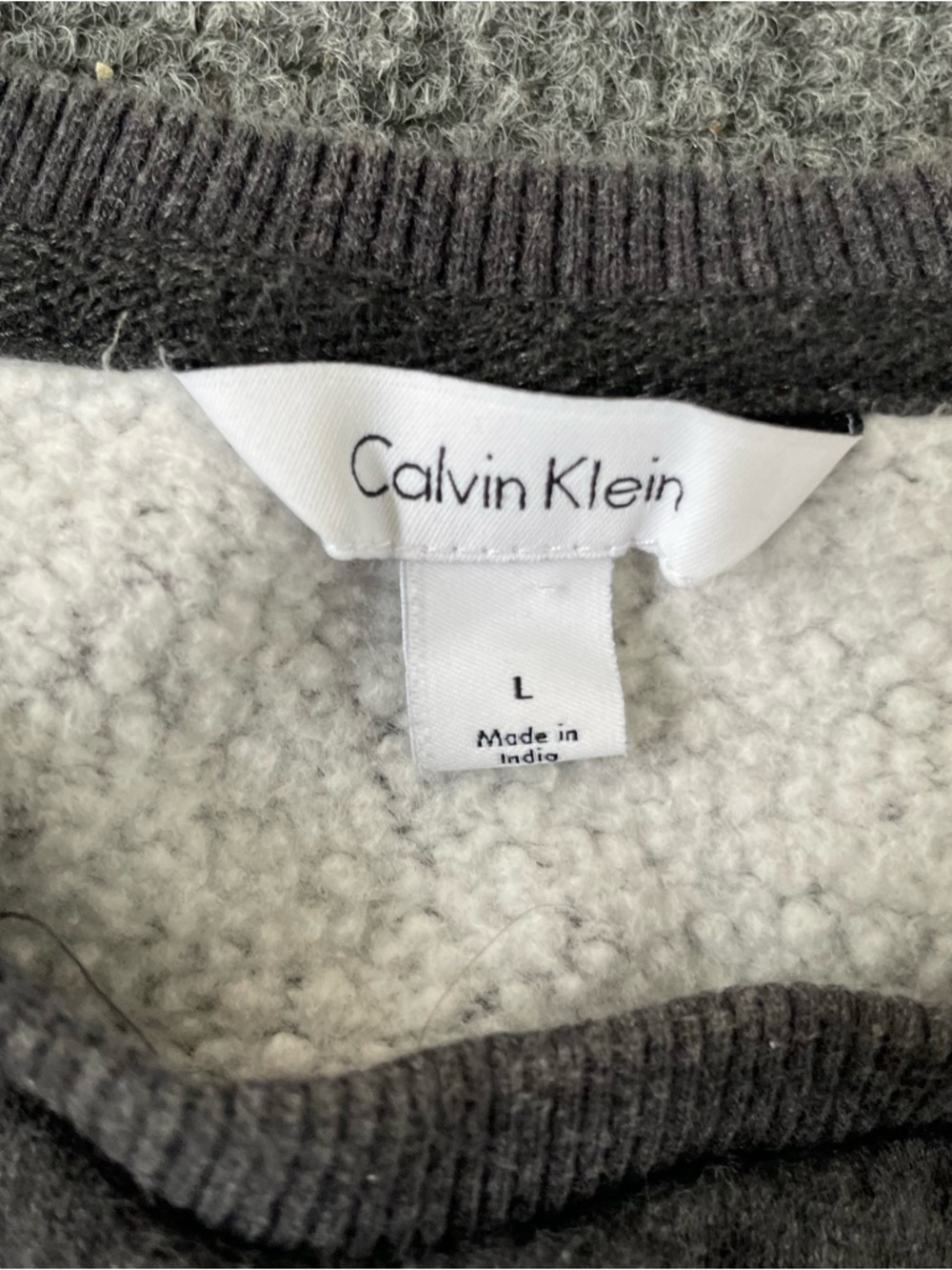 Calvin Klein Grey and Black Fleece-Lined Crewneck - Picture 3 of 7